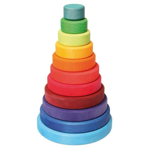 Grimm's Wooden Conical Stacking Tower - Large Rainbow - Hazelnut Kids