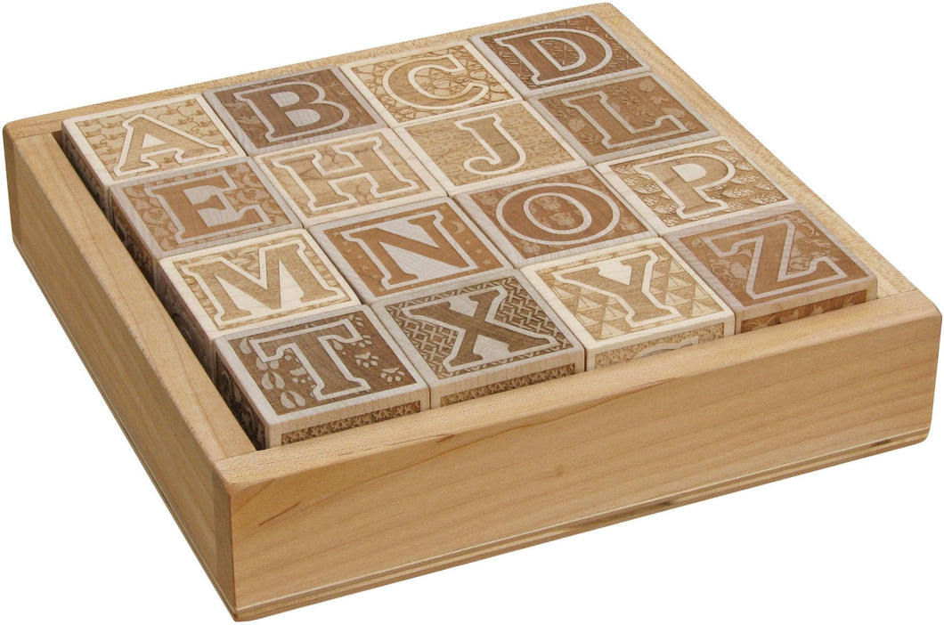 Engraved ABC Blocks with Tray - Hazelnut Kids