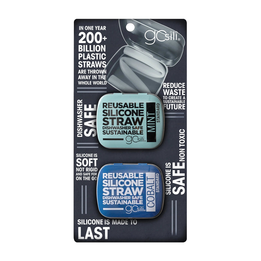 GoSili® 8 Silicone Straw with Travel Case, Eco-Friendly Reusable Soft