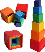 Grimm's Wooden Nesting Box Tower - Rainbow - Hazelnut Kids