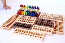 Stockmar Crayon Holder for 16 Blocks and 16 Sticks - Light Maple or Dark Walnut - Hazelnut Kids