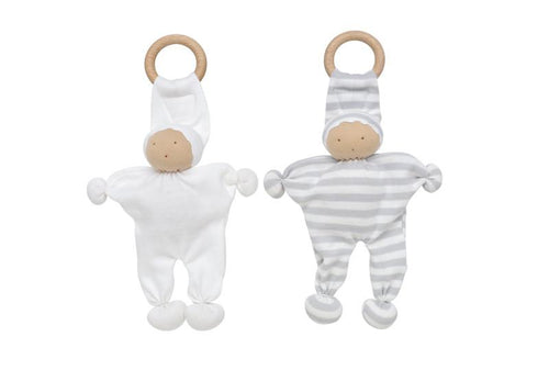 Under The Nile Organic Baby Buddy Teething Toy 2 Pack - Grey and White - Hazelnut Kids