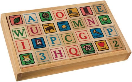 Wooden Montgomery Classics - ABC Blocks with Tray - Hazelnut Kids